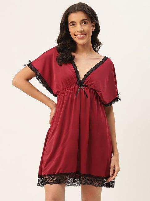 ms.lingies maroon lace work babydoll