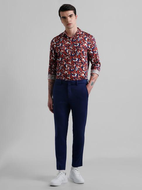 jack & jones purple slim fit floral print cotton shirt