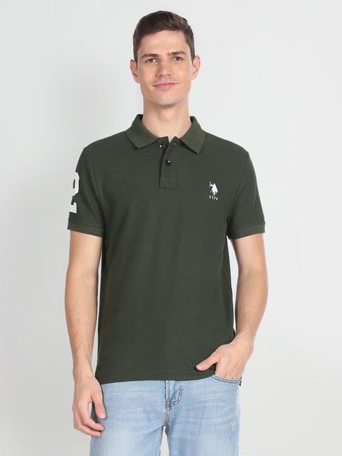 u.s. polo assn. denim co. olive cotton muscle fit polo t-shirt