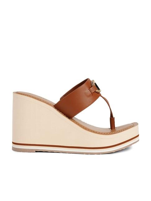 aldo women's brown t-strap wedges