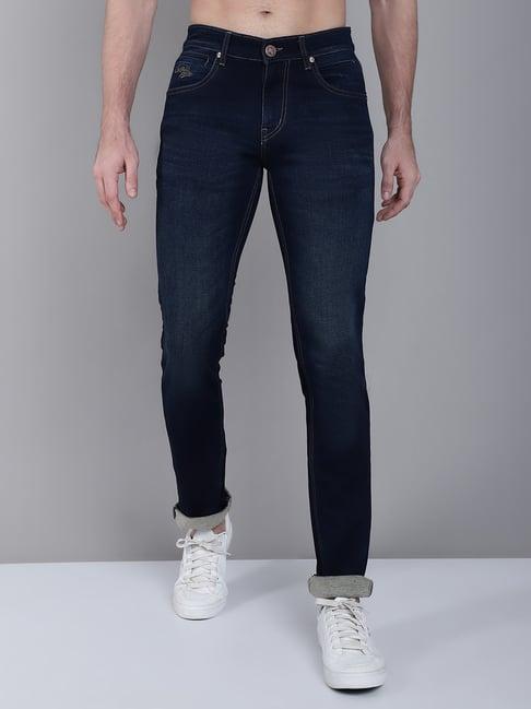 cantabil blue regular fit lightly washed jeans