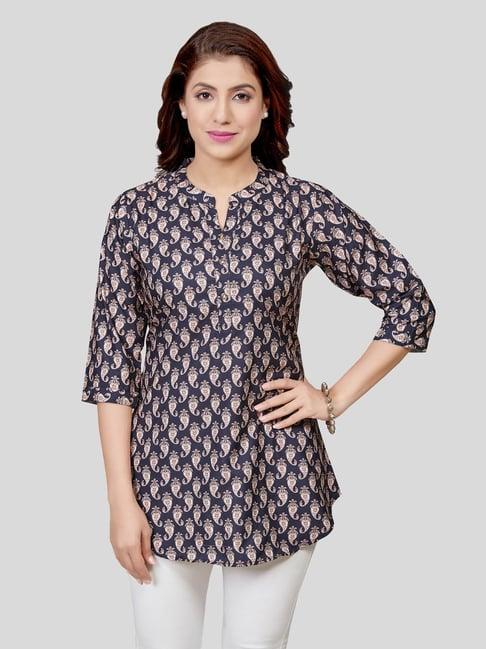 saree swarg black printed a line kurti