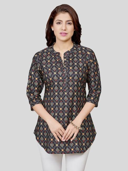 saree swarg black printed a line kurti