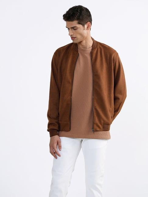 ascot by westside textured brown willy relaxed fit jacket