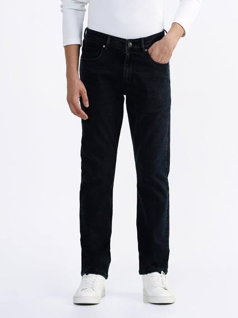 ascot by westside solid black blue denim relaxed fit jeans