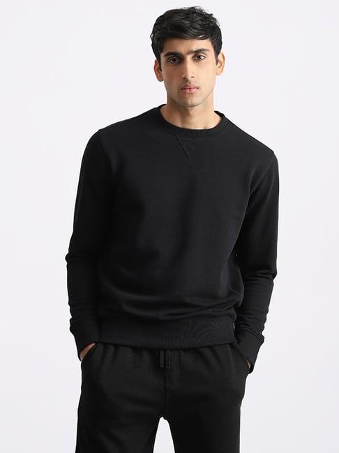 wes casuals by westside solid black relaxed fit sweatshirt