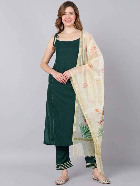 indi inside green kurta pant set with dupatta