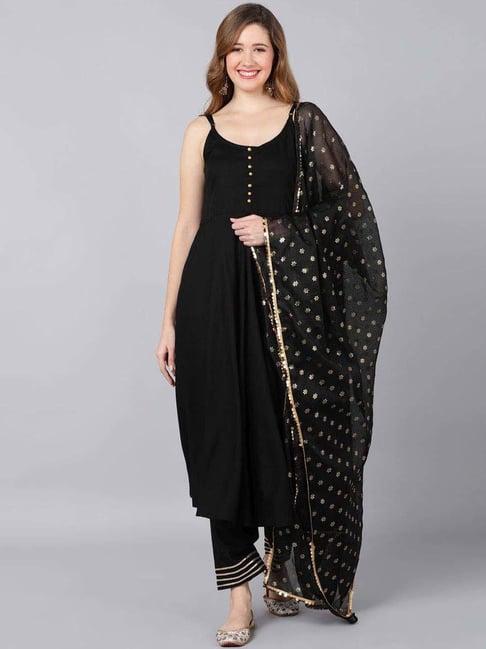 indi inside black kurta pant set with dupatta