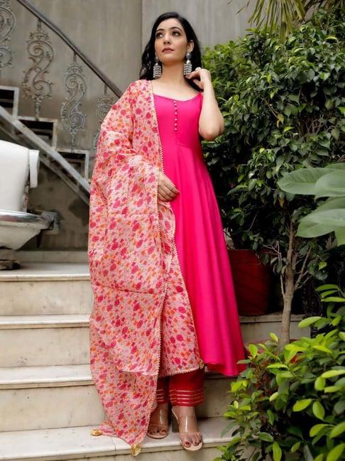 indi inside pink kurta pant set with dupatta