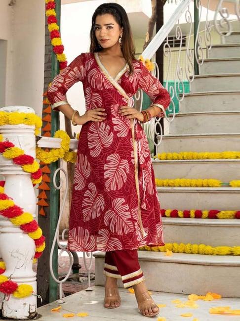 indi inside maroon printed kurta pant set