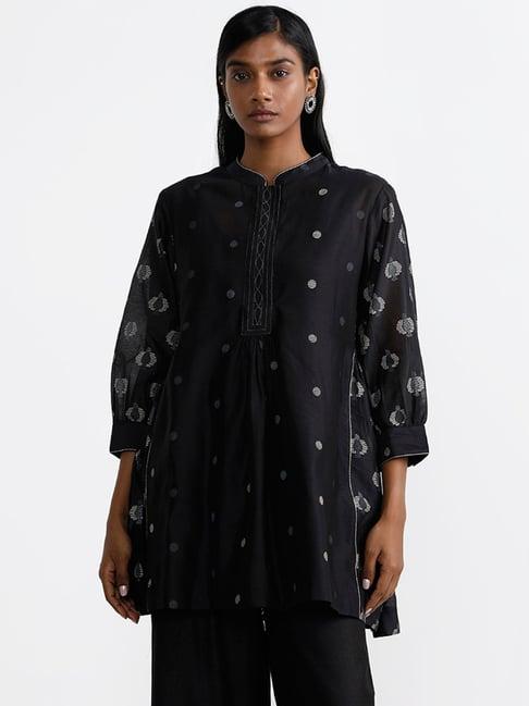 zuba by westside black fushion zamdhani kurta with camisole