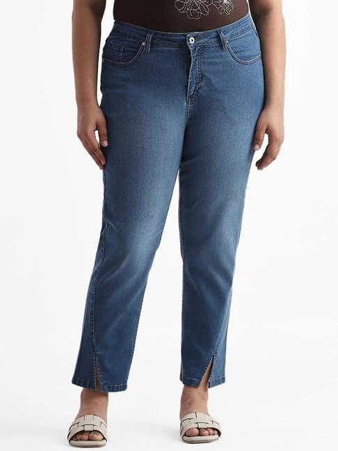 gia by westside solid light blue denim jeans