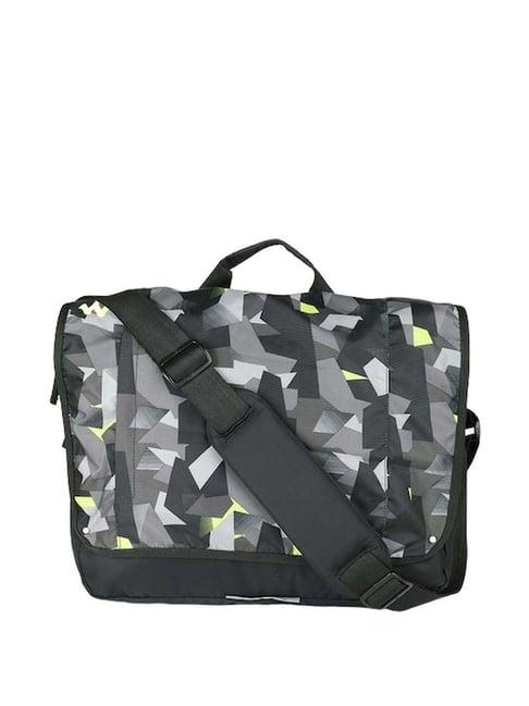 wildcraft duo black printed medium messenger bag