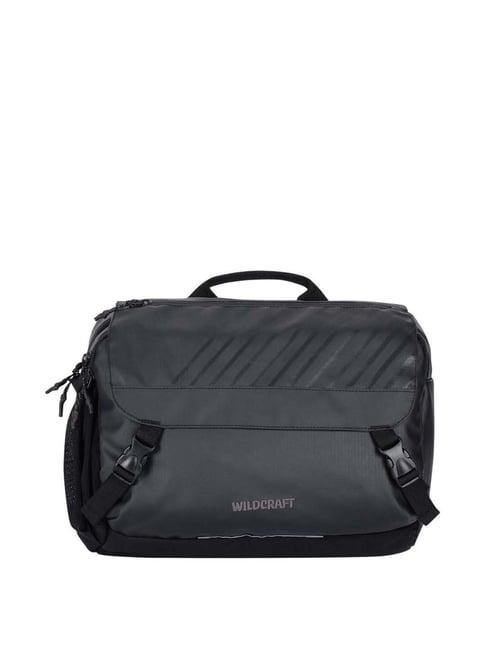 wildcraft black striped medium messenger bag