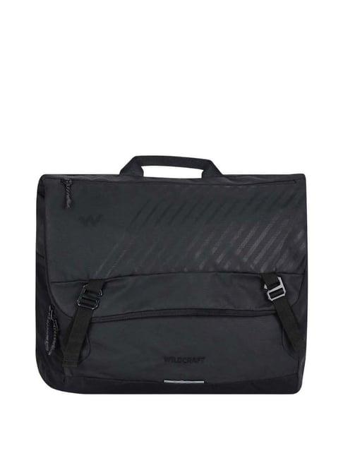 wildcraft black striped medium laptop messenger bag