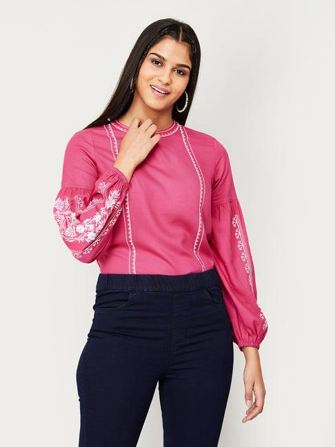 fame forever by lifestyle pink regular fit top