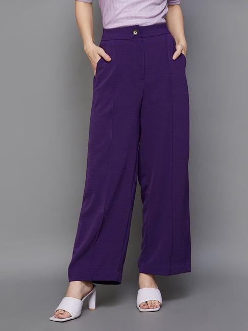 code by lifestyle purple high rise palazzos