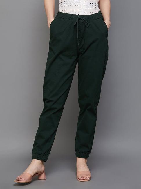 code by lifestyle green cotton mid rise pants