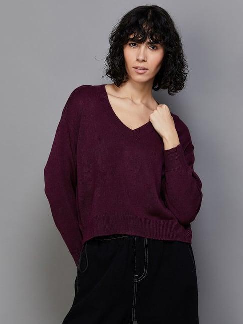 ginger by lifestyle purple reguler fit pullover