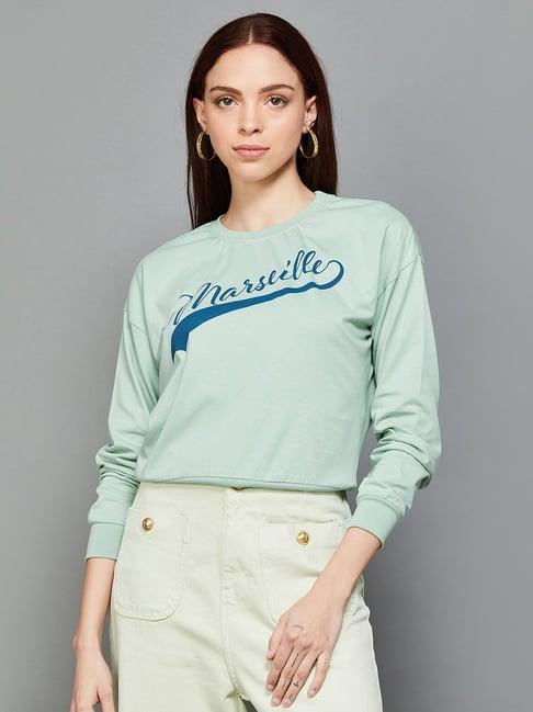 ginger by lifestyle sage green cotton printed sweatshirt