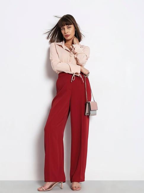 vero moda red straight fit pants