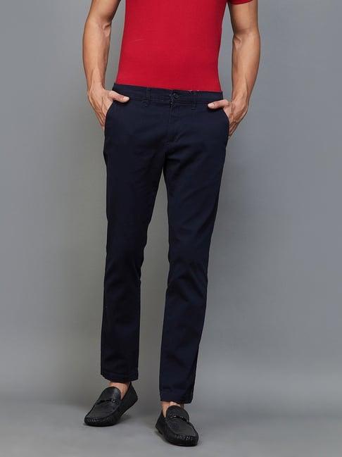 code by lifestyle denim blue regular fit trousers