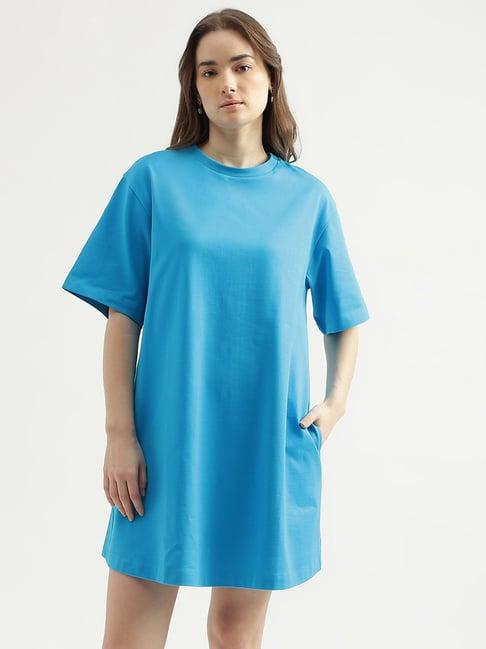 united colors of benetton blue cotton regular fit t shirt dress