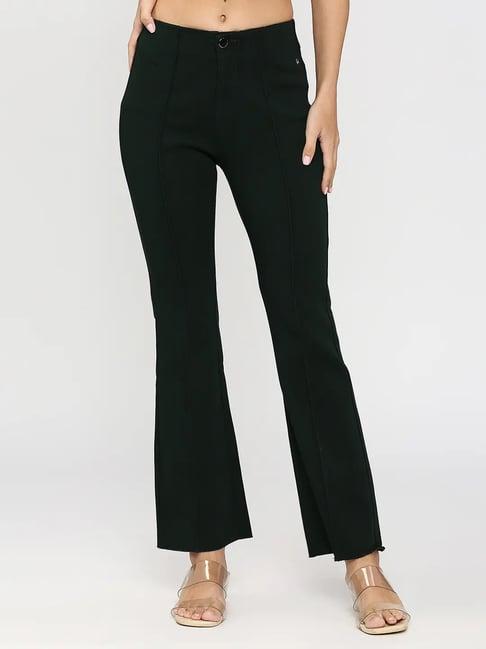 spykar teal cotton regular fit mid rise trousers