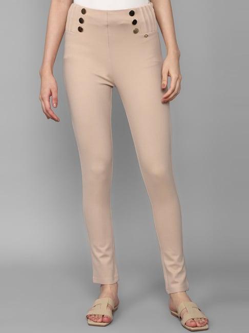 allen solly beige mid rise pants