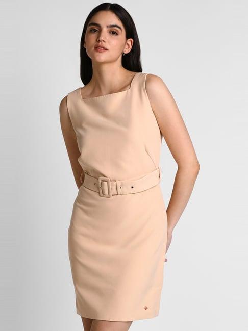 allen solly beige shift dress