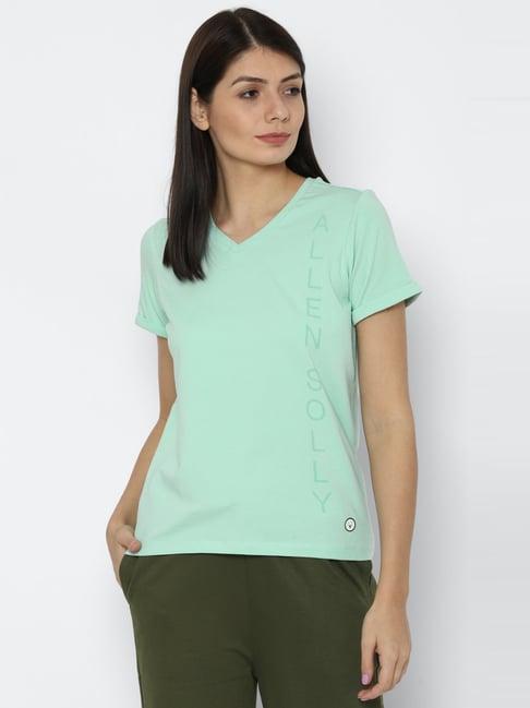 allen solly green cotton printed t-shirt