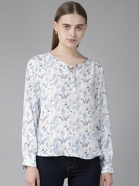 van heusen white floral print top