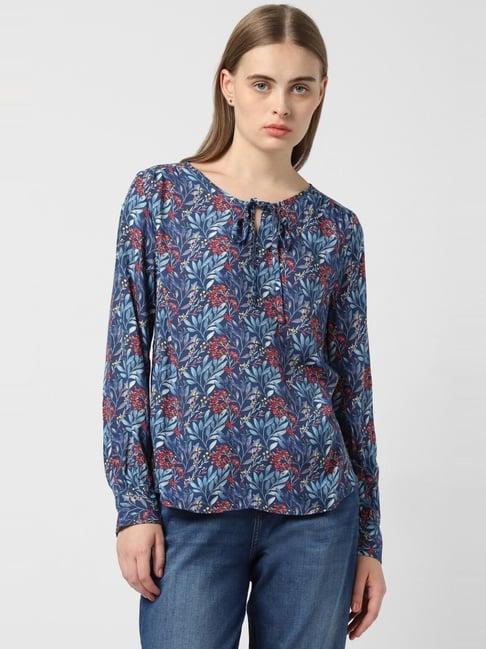 van heusen blue floral print top