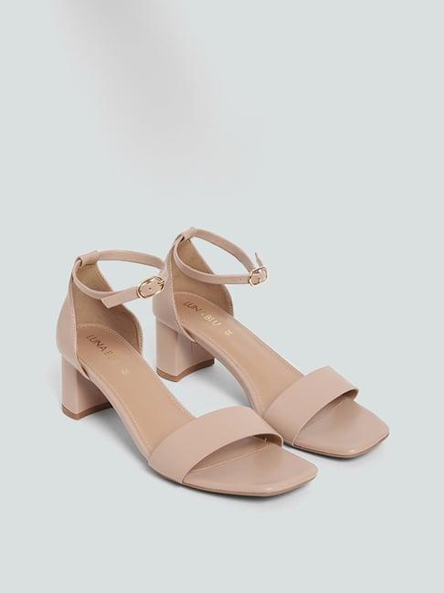 luna blu by westside light beige sling back heels sandals