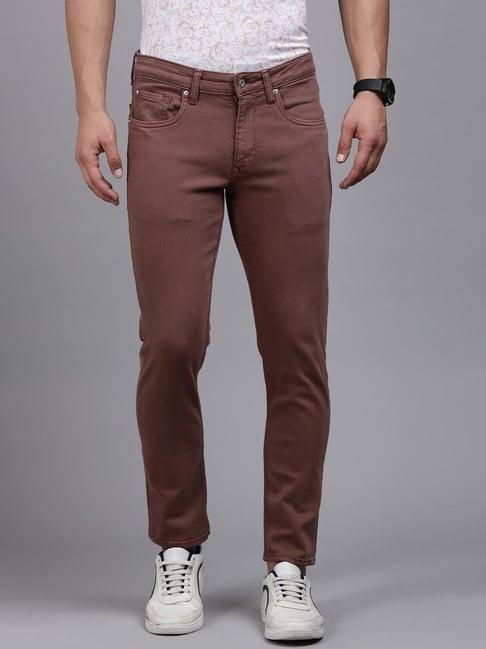 louis philippe jeans brown regular fit jeans