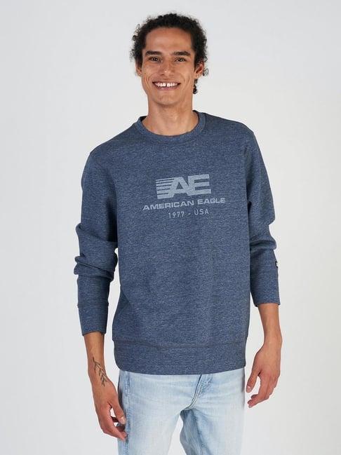 american eagle outfitters blue regular fit printed sweatshirt