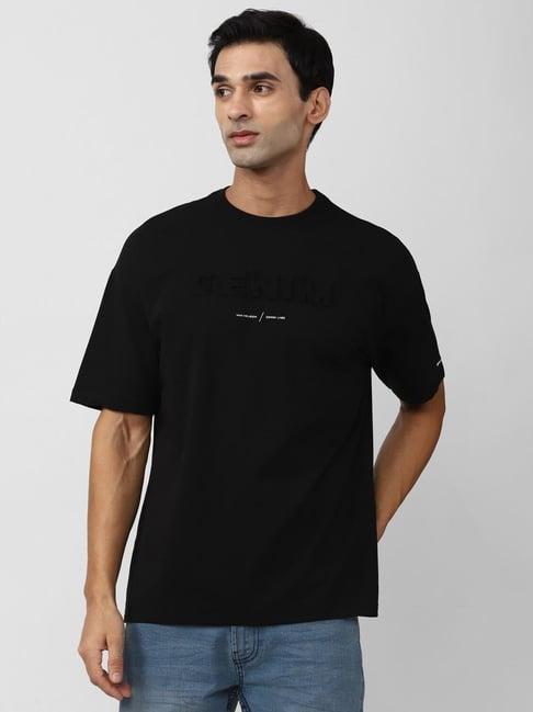 van heusen denim labs black regular fit printed t-shirt