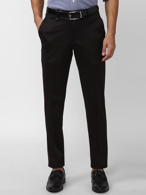 v dot black slim fit trousers