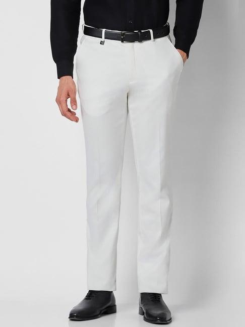 v dot white skinny fit trousers