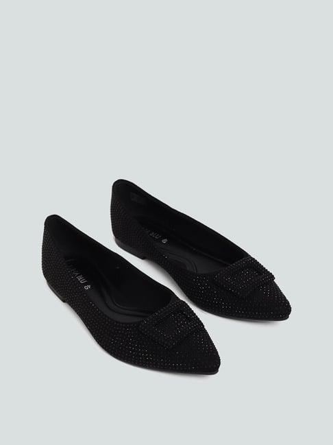 luna blu by westside black hot fix flat shoes