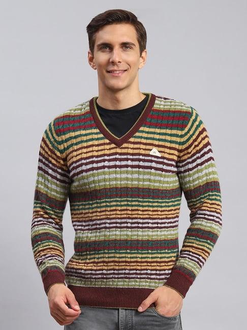 monte carlo maroon regular fit striped pullover