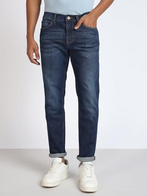 lee blue cotton slim fit jeans