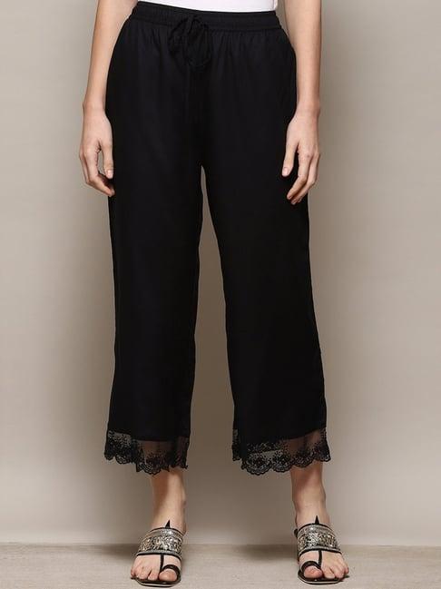 biba black embroidered palazzos