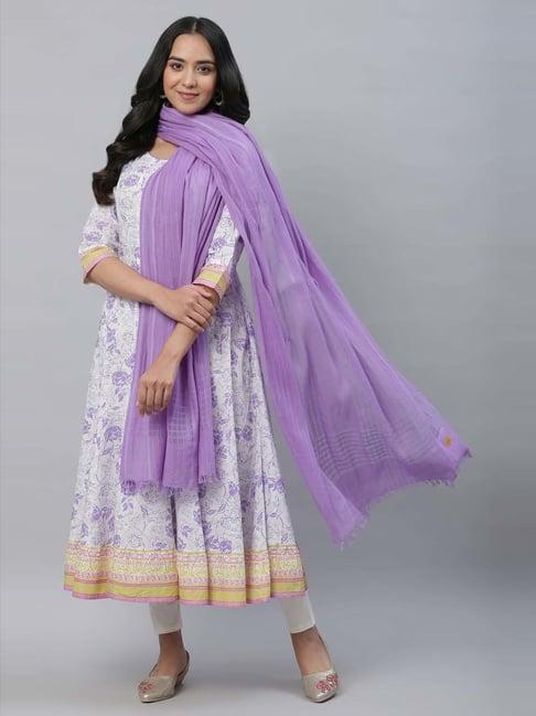 aurelia purple woven pattern dupatta