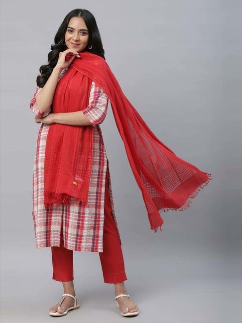 aurelia red woven pattern dupatta