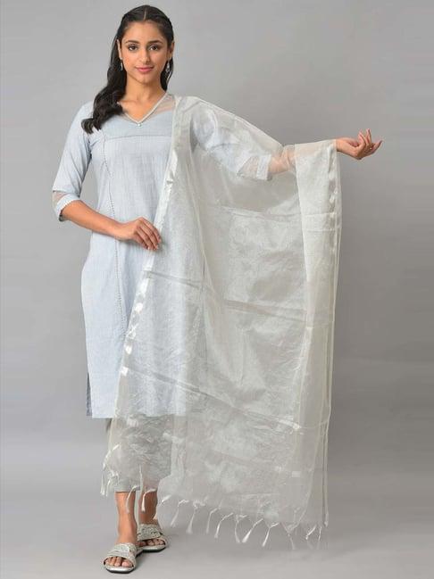 aurelia silver woven pattern dupatta