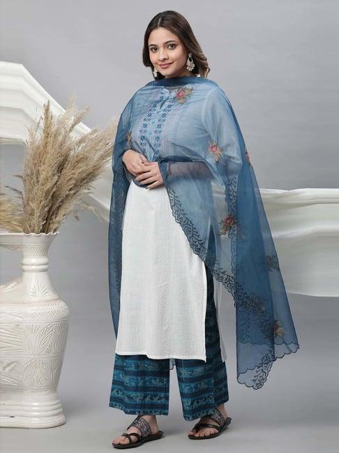 aurelia blue embroidered dupatta