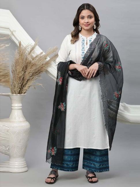 aurelia black embroidered dupatta