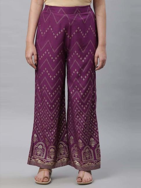 aurelia purple printed palazzos