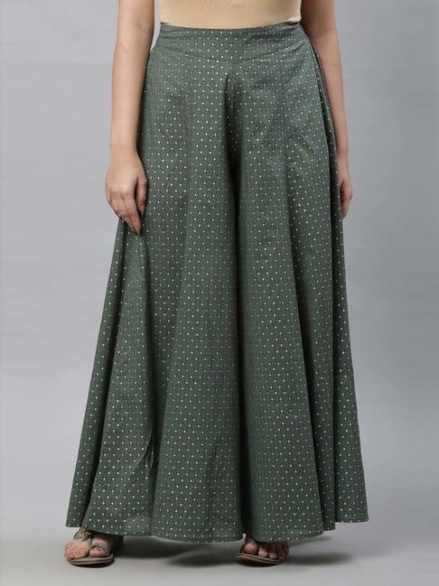 aurelia green cotton printed palazzos